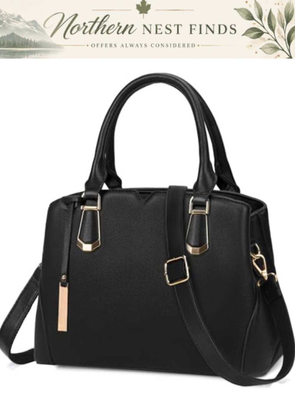 PU Vegan Leather Top-Handle Satchel Handbag